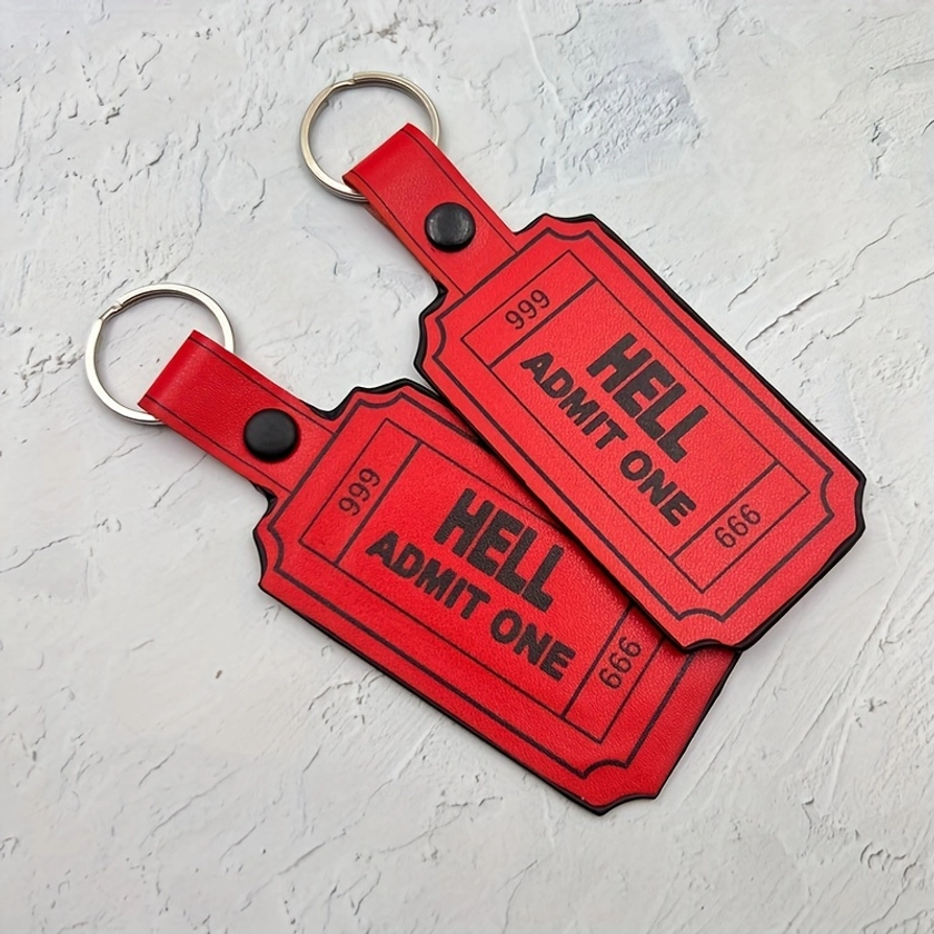 1pc, Gothic Keychain Keyfob Luggage Tag - Highway to Hell Ticket - Funny and Cute Halloween Party Favor