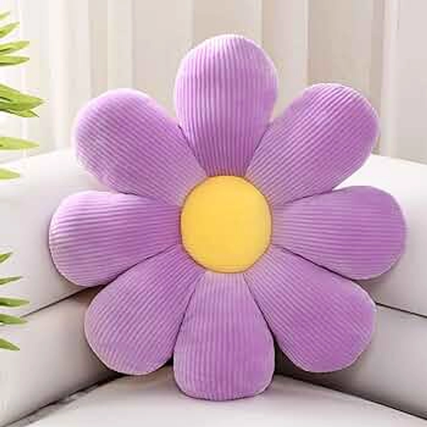 Sioloc Flower Pillow,Flower Shaped Throw Pillow Butt Cushion Flower Floor Pillow,Seating Cushion,Cute Room Decor & Plush Pillow for Bedroom Sofa Chair(Lavender,15.7'')