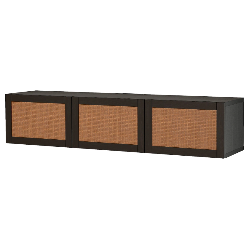 BESTÅ TV bench with doors, black-brown/Studsviken dark brown, 180x42x38 cm - IKEA