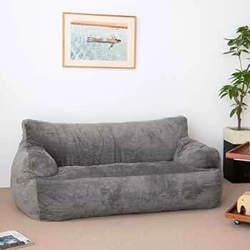 N&V Giant Twin Size Bean Bag, Foam Filling, Includes Removable and Machine Washable Cover, Forest Grey