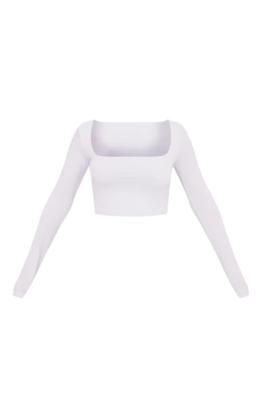 Basic White Slinky Square Neck Crop Top