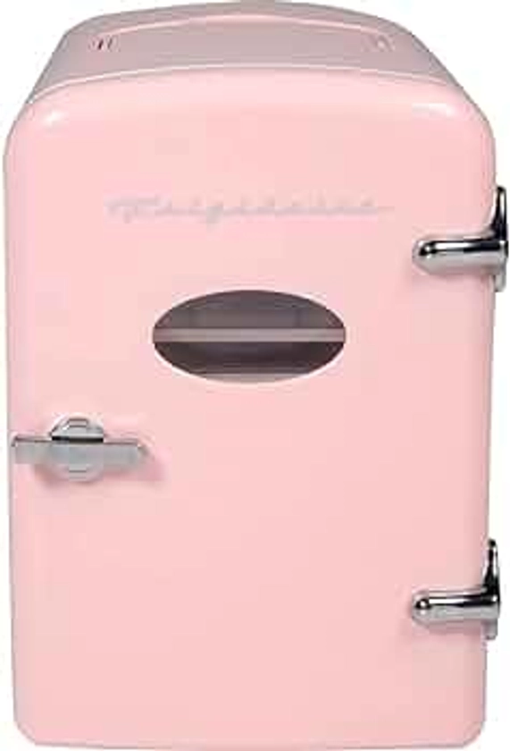 Frigidaire EFMIS175 Retro 9-Can Mini Personal Fridge Portable Cooler for Car, Office, Bedroom, Dorm Room, or Cabin, 11.8"D x 7.1"W x 10.1"H, Pink