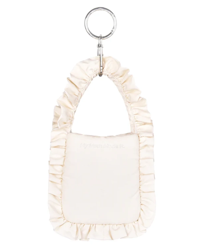 Mini Pillow Tote Keychain - Cream Frill