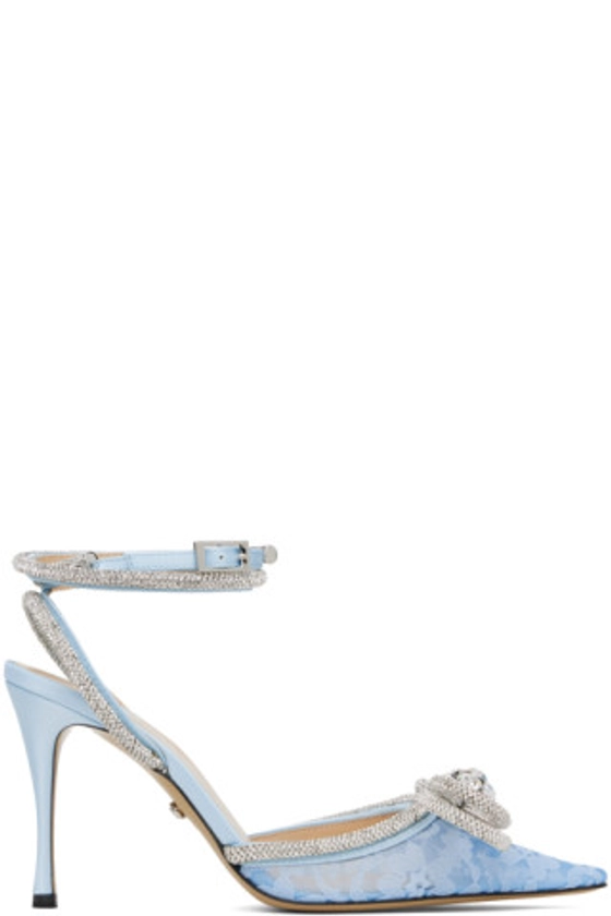 MACH & MACH - Blue Double Bow Lace 95 Heels