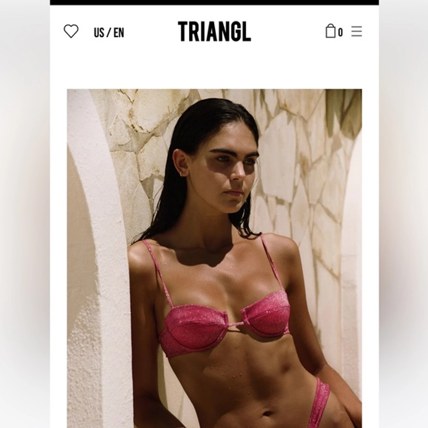 Triagle 2 piece bikini pink sparkle with travel bag Size Small