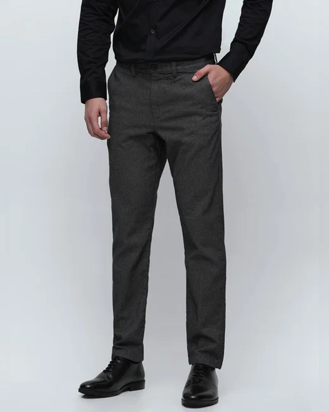 Dark Grey Brushed Slim Fit Chinos|250132801-Dark-Grey