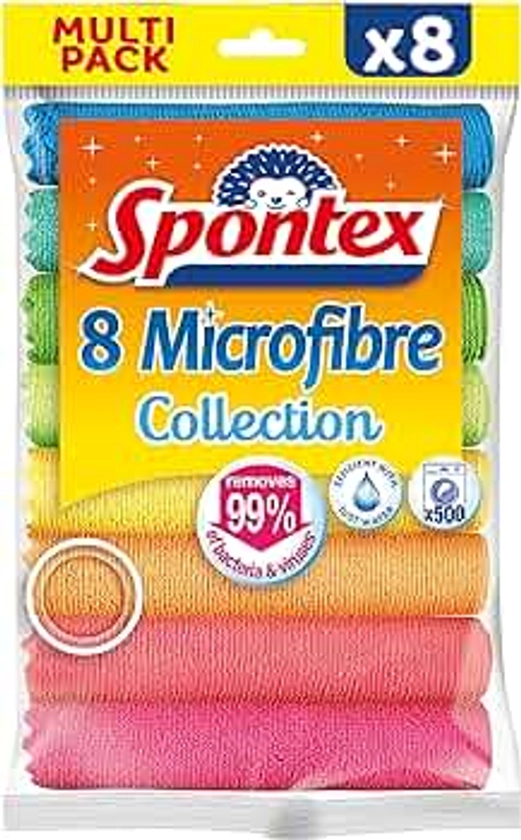 SPONTEX - Microfibre Collection - Microfibres Multi-usages - 8 Microfibres