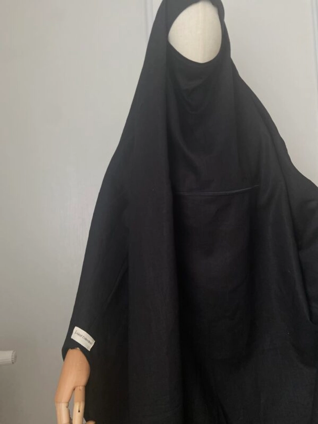 Maxi khimar en lin noir - Aleef Collection