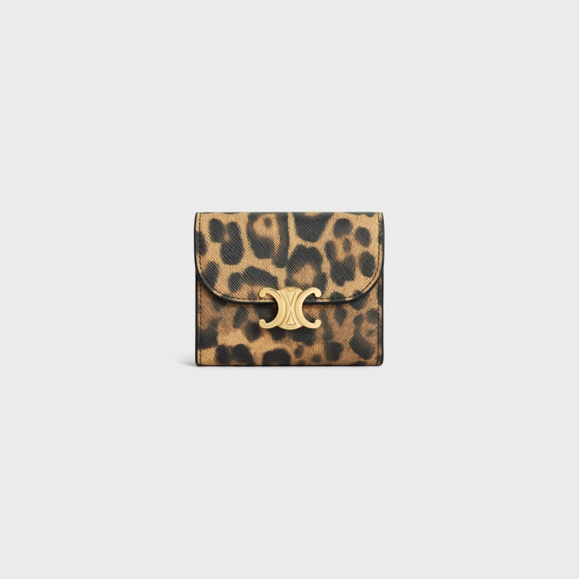 SMALL FLAP WALLET TRIOMPHE IN CELINE CANVAS WITH LEOPARD PRINT - LEOPARD | CELINE