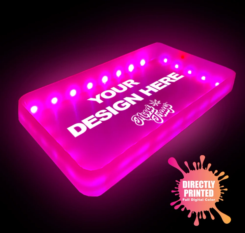 MOODTRAYS ™ Create Your Own Mood Tray 5.5" x 9.5" - Customizable LED Rolling Glow Trays (PINK)