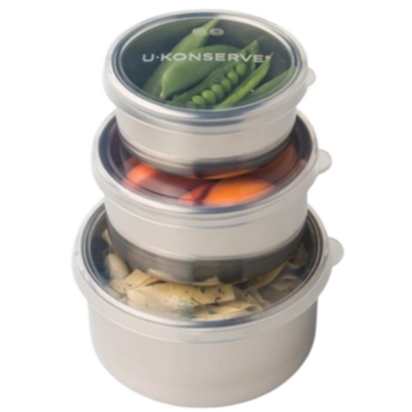 Ukonserve Stainless Steel Container with Silicone Lid Nesting Trio