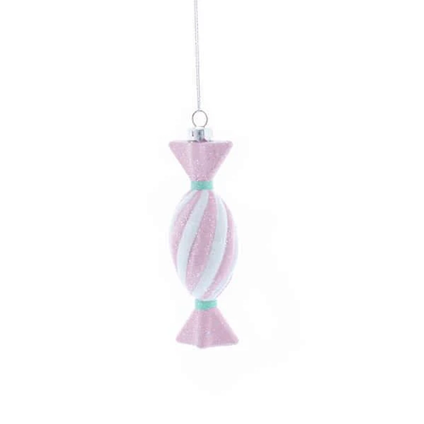 Pink, White & Blue Swirl Glitter Sweet Christmas Tree Decoration / Bauble