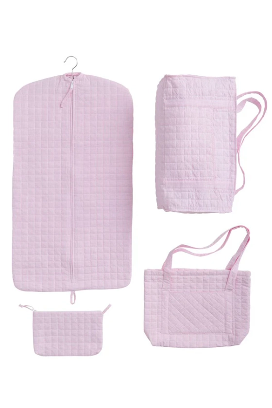 Light Pink Quilted Luggage