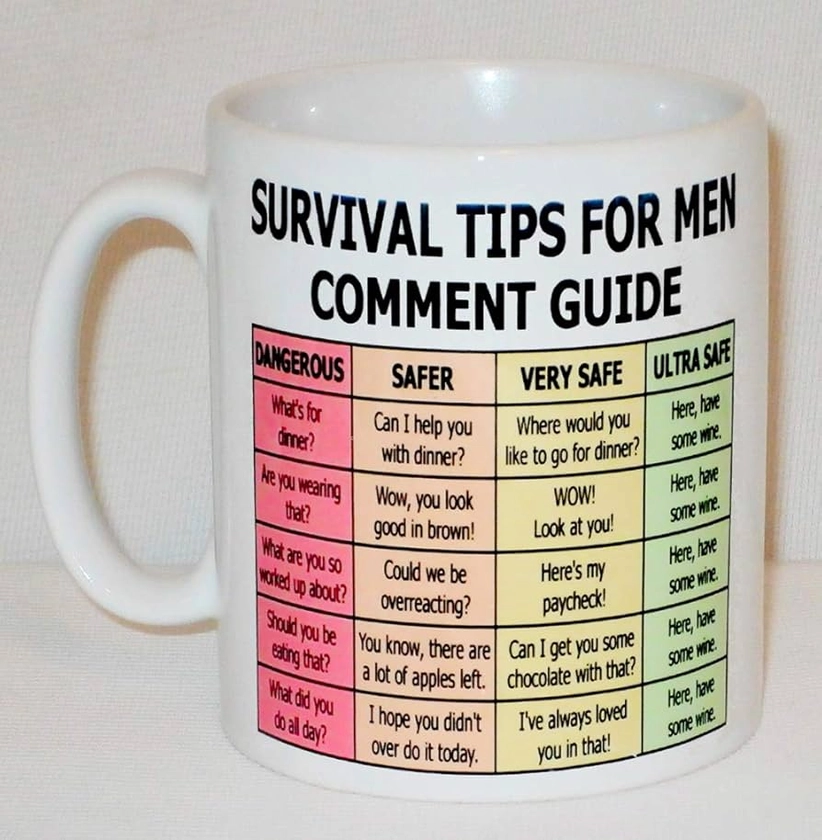 Survival Tips For Men Ceramic Mug Funny Wife Novelty Gift