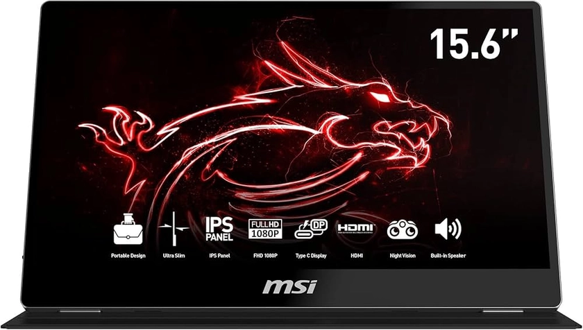 MSI Optix MAG162V Écran Portable 15,6" FHD - Dalle IPS, 1920x1080, 60Hz, Contraste 1000:1, HDMI 1.4b, USB Type-C - Gris