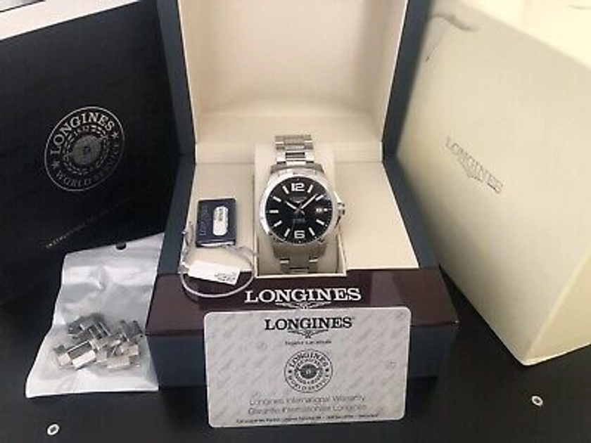 Longines Conquest Automatic 39mm Black Dial Men's Watch - L3.676.4. Full Set | eBay