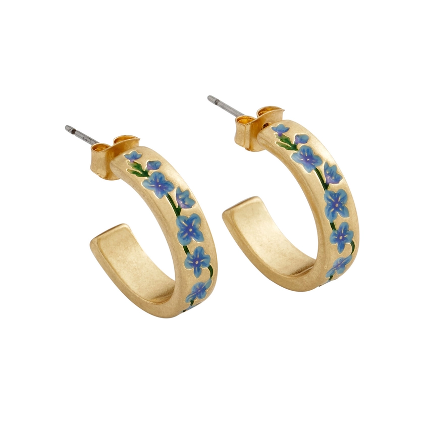 Fable Blue Forget-Me-Not Hoop Earrings by Fable England