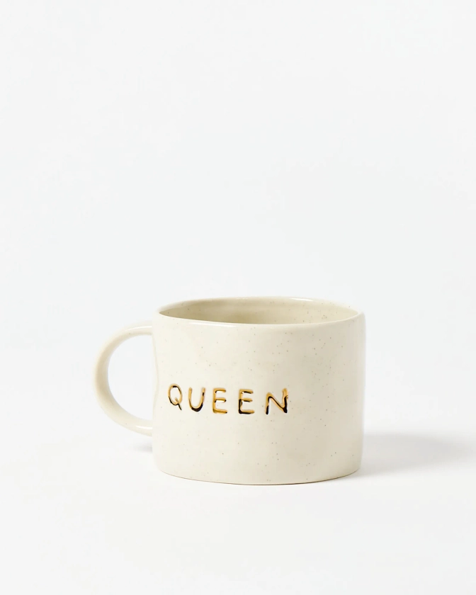 Queen White Speckle Ceramic Mug | Oliver Bonas