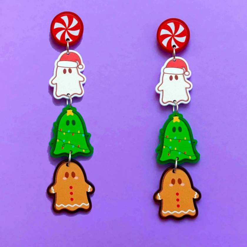 Holiday Ghosts Tiered Drop Earrings