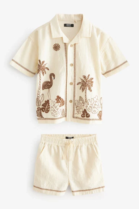 Cream Short Sleeve Shirt and Short Set (3mths-7yrs)