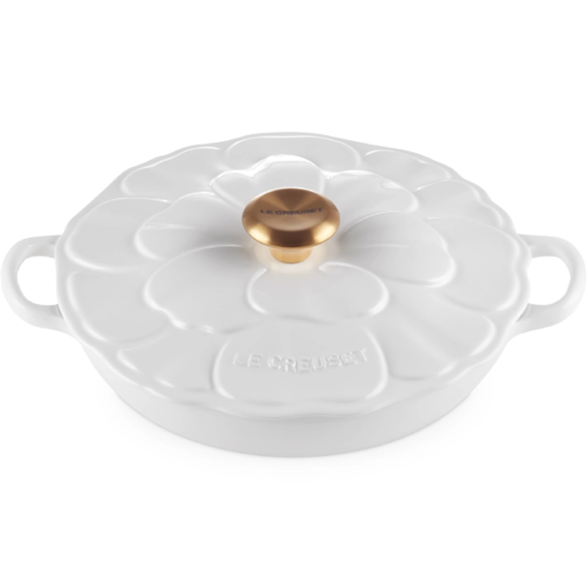 Le Creuset Cast Iron Petal Shallow Casserole 26 White