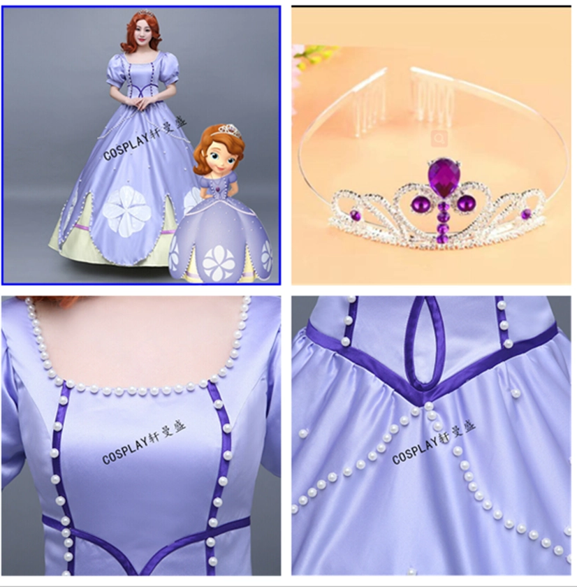 Anime Sofia the First Princess Sophia Violet Evening Adult Dress for women