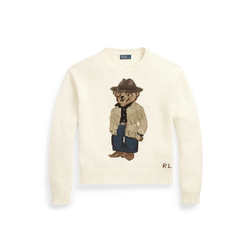 Pull col rond Polo Bear en coton pour femme | Ralph Lauren® FR