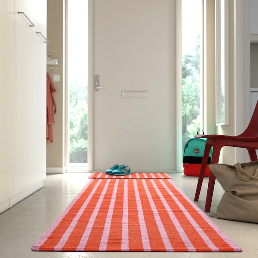 VÄGSKYLT rug, flatwoven, pink/orange, 80x250 cm (2'7"x8'2") - IKEA CA