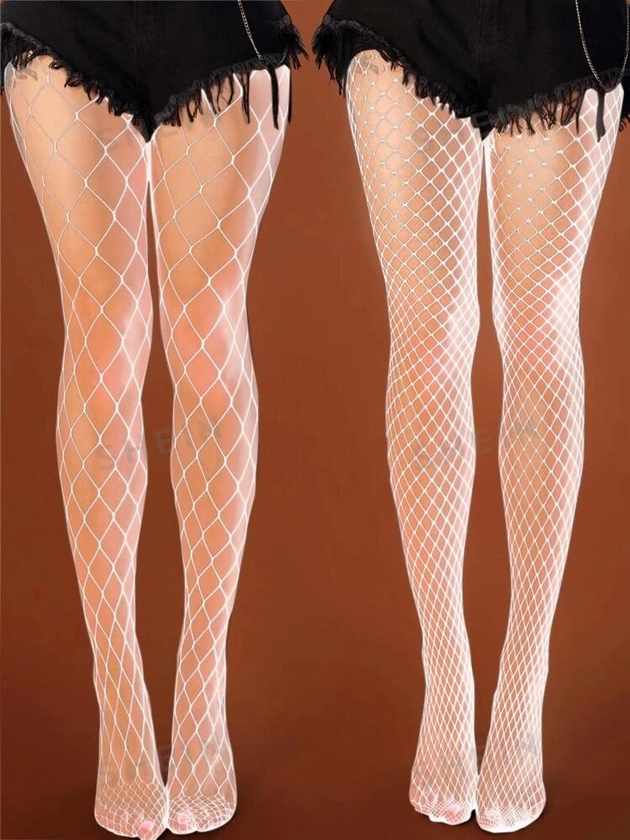 ROMWE 2pairs Solid Fishnet Tights