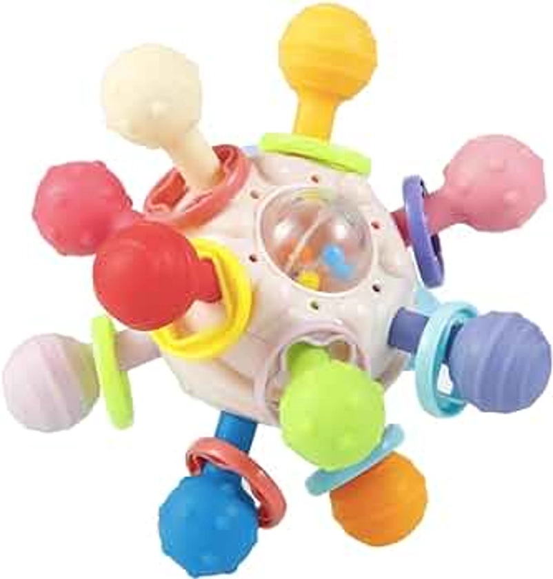 PandaEar Baby Sensory Toys 0-6 Months, Silicone Baby Teething Toy Baby Grasping Activity Toy, Infant Rattle Teether Chew Toy Teething Ball Developmental 6 to 12 Months Baby Gift, BPA Free
