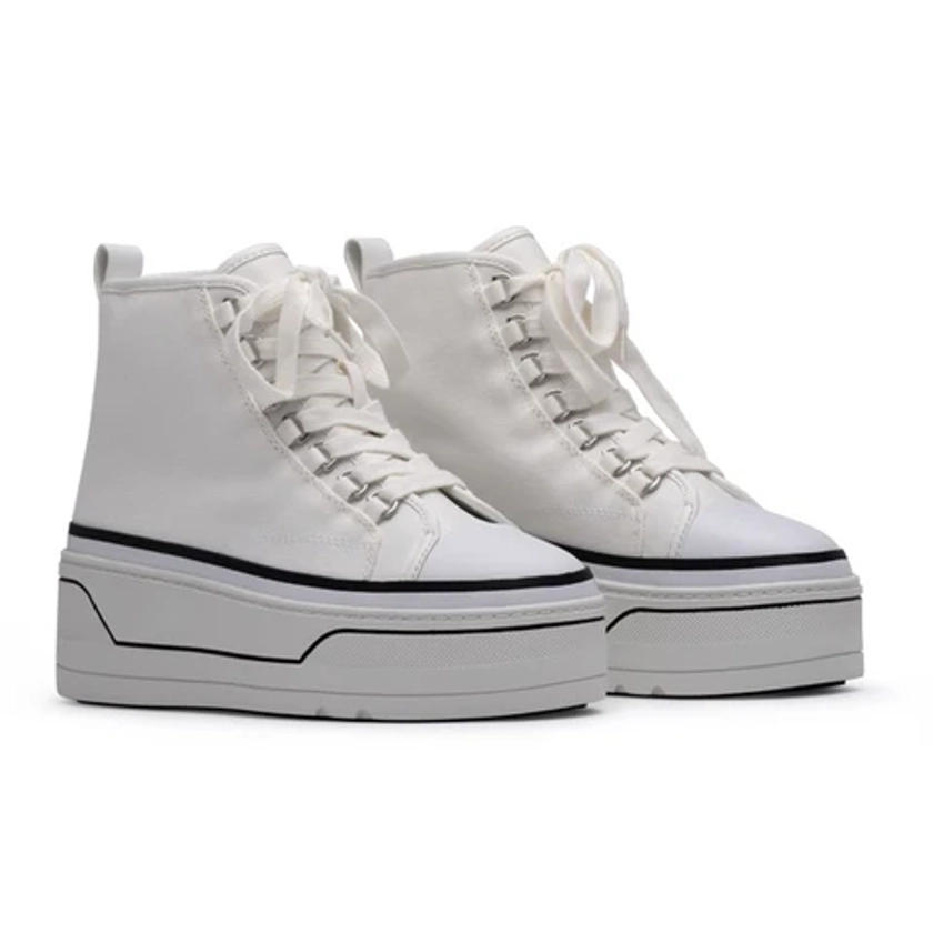 Eyekonn Platform Sneaker - White/White Canvas — 5
