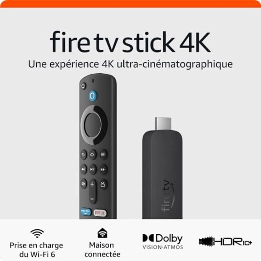 Amazon Fire TV Stick 4K | Appareil de streaming avec prise en charge du Wi-Fi 6 et des technologies Dolby Vision/Atmos et HDR10+ : Amazon.fr: Autres
