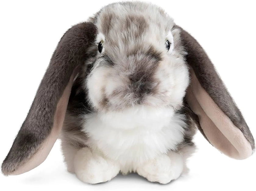 Living Nature Grey Dutch Rabbit with Falling Ears, Soft Realistic Plush Rabbit, Naturli Eco-Friendly Plush, 26 cm