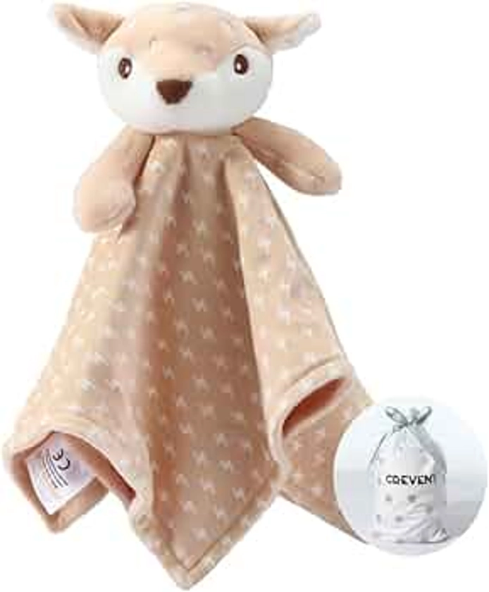 CREVENT Cozy Plush Baby Security Blanket, Loveys for Baby Girls and Boys, Birthday (Brown Deer)