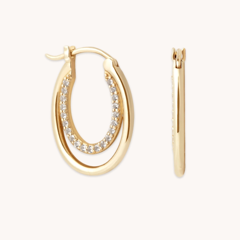 Duo Solid Gold Topaz Hoops | Astrid & Miyu Earrings