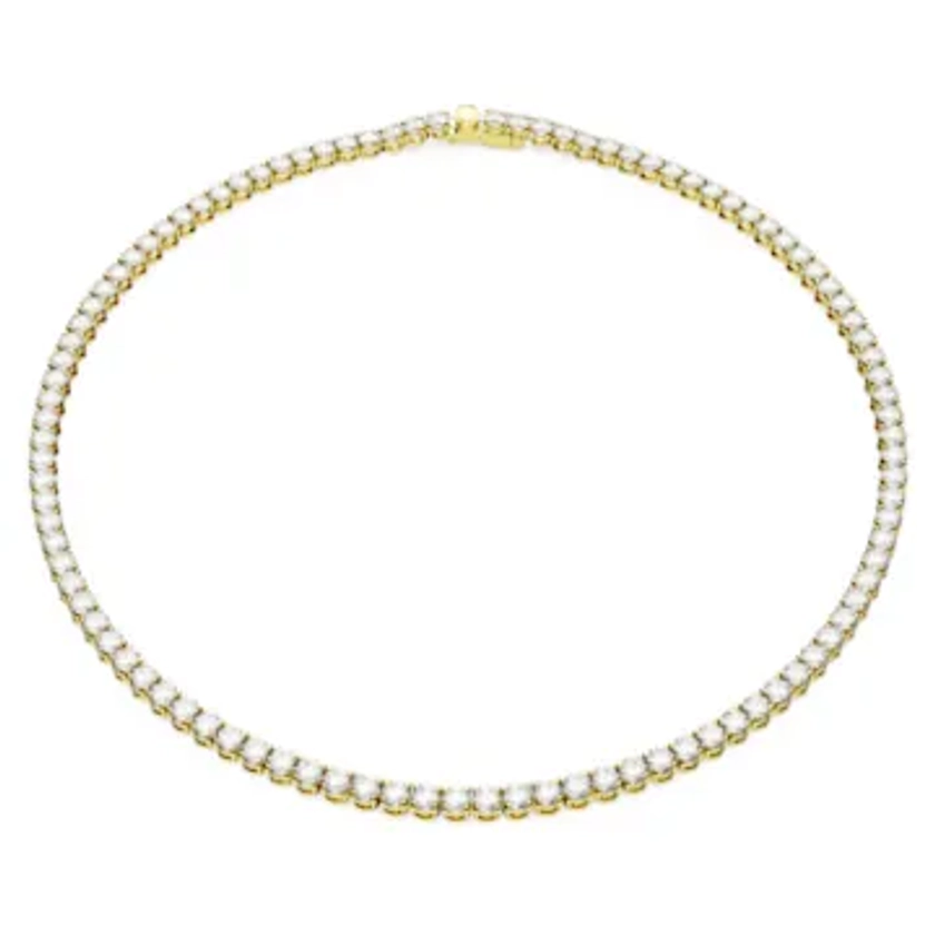 Matrix Tennis Halskette, Rundschliff, Weiß, Goldlegierungsschicht von SWAROVSKI