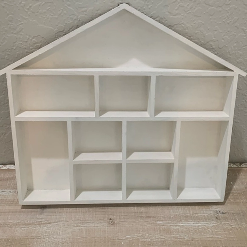 Wooden Wall Trinket Holder Display Collection House White Cottage Core Style