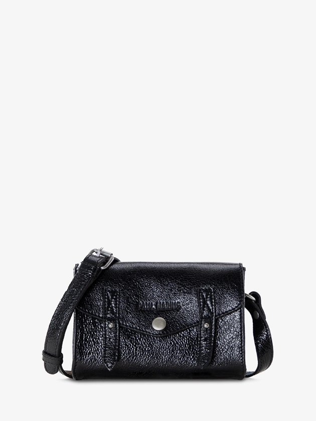 LeMini Indispensable Éclipse - mini sac bandoulière en cuir noir scintillant femme | PAUL MARIUS
