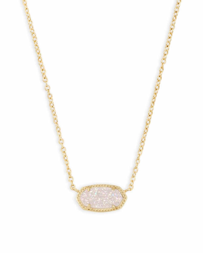 Elisa Gold Extended Length Pendant Necklace in Iridescent Drusy