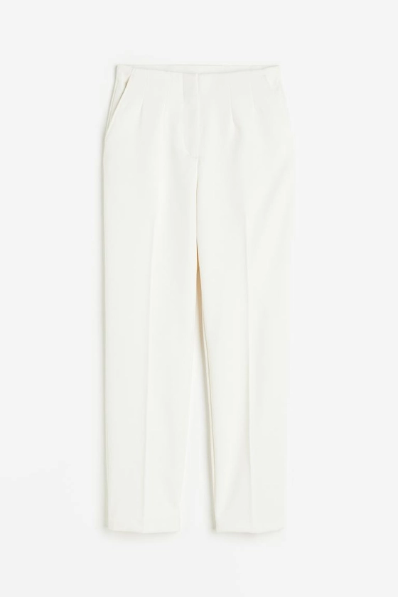 Tapered trousers - High waist - Ankle length - Cream - Ladies | H&M GB