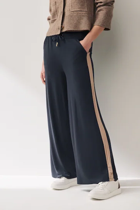 Buy Navy Jersey Wide Leg Trousers from the Next UK online shop