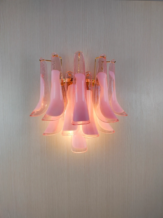 Murano Glass 10 Pink Petals Wall Sconce - Etsy Australia