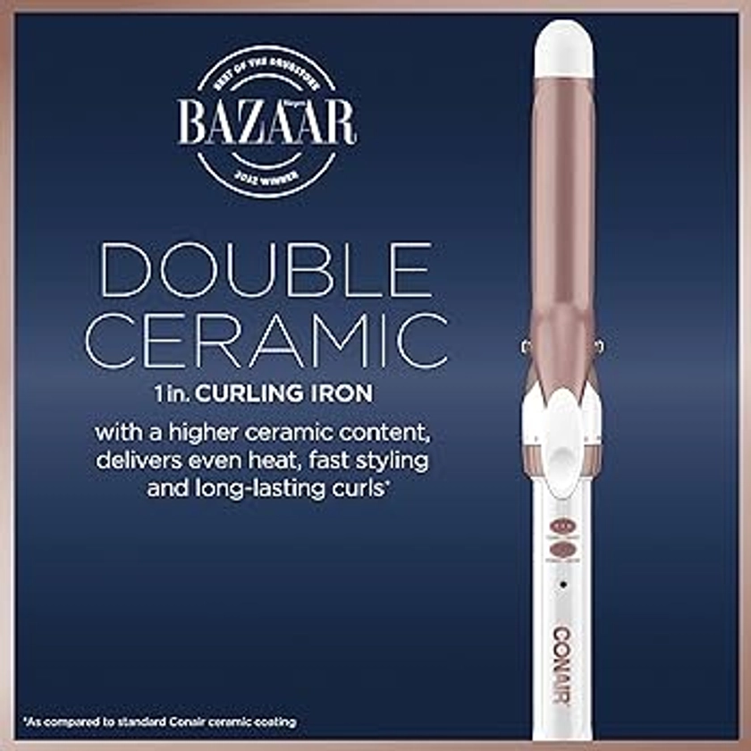 Amazon.com: Conair Double Ceramic 1-Inch Curling Iron, 1-inch barrel produces classic curls – for use on short, medium, and long hair : Beauty & Personal Care