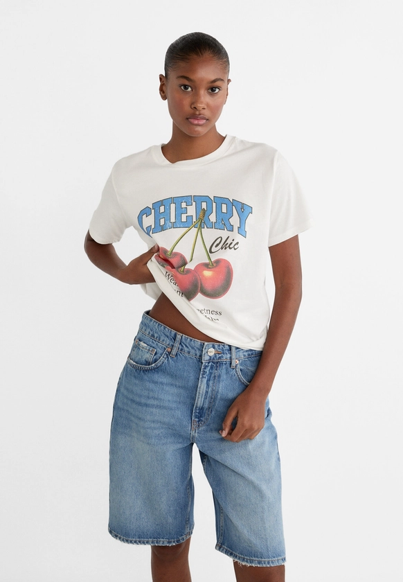 Fruit print T-shirt - Women's T-shirts | Stradivarius United Arab Emirates