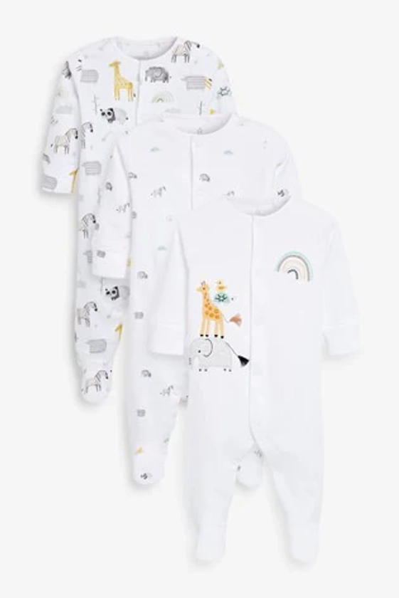 Buy 3 Pack Delicate Appliqué Baby Sleepsuits (0-2yrs) from Next Saudi Arabia