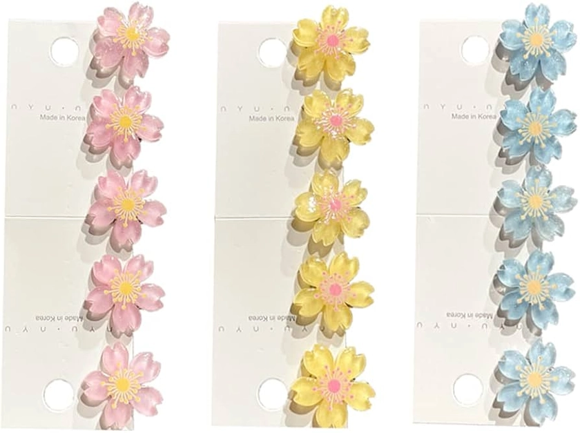 15 PCS Flower Hairpin Mini Flower Hair Claw Clips Cherry Flower Clips for Photograph Daily Party Women Girls Hair Styling Accessories : Amazon.co.uk: Beauty