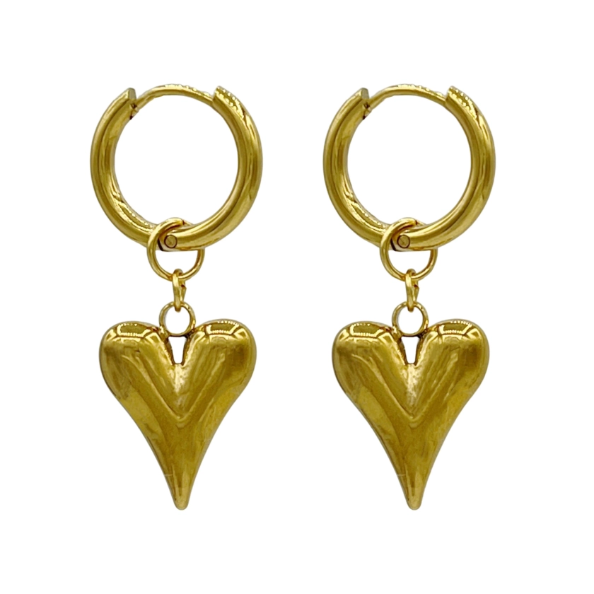 heart oorbellen - goud