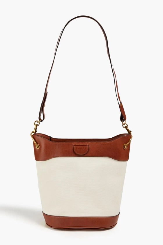 SANDRO Leather and canvas bucket bag | THE OUTNET