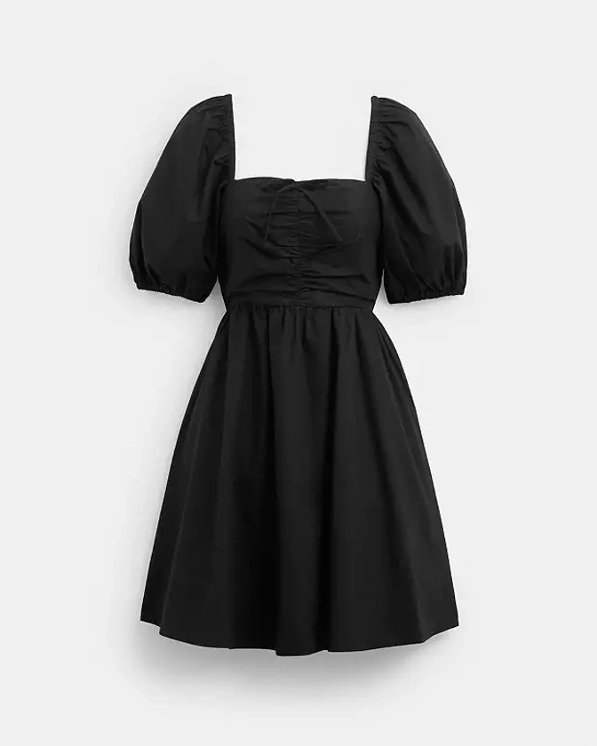 Short Dress With Puff Sleeves In Organic Cotton