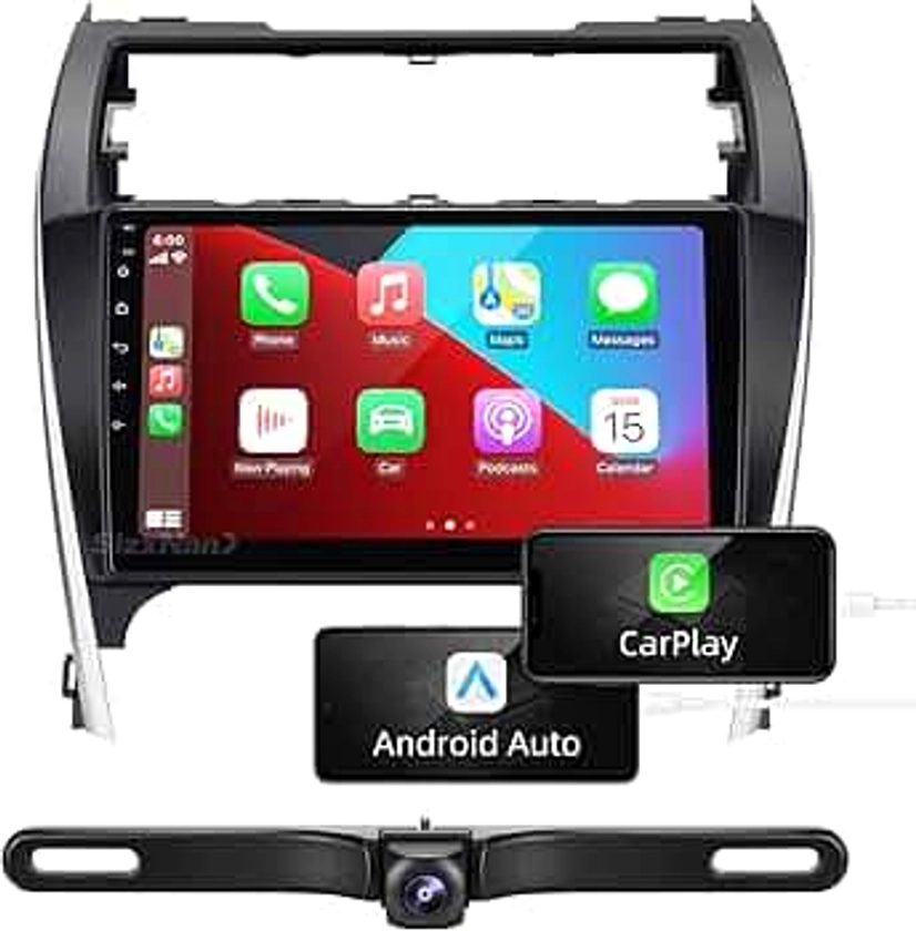 for Camry Android Radio Touch Screen Compatible with Carplay Android Auto,Car Stereo Bluetooth Navigation Media Player GPS WiFi FM/AM Rear Camera Head Unit for Toyota Camry 2012 2013 2014